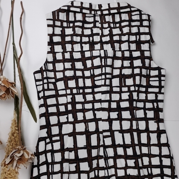 Talbots Stretch Corduroy White Brown Black Check Patterned Dress Size 4 - Picture 12 of 16
